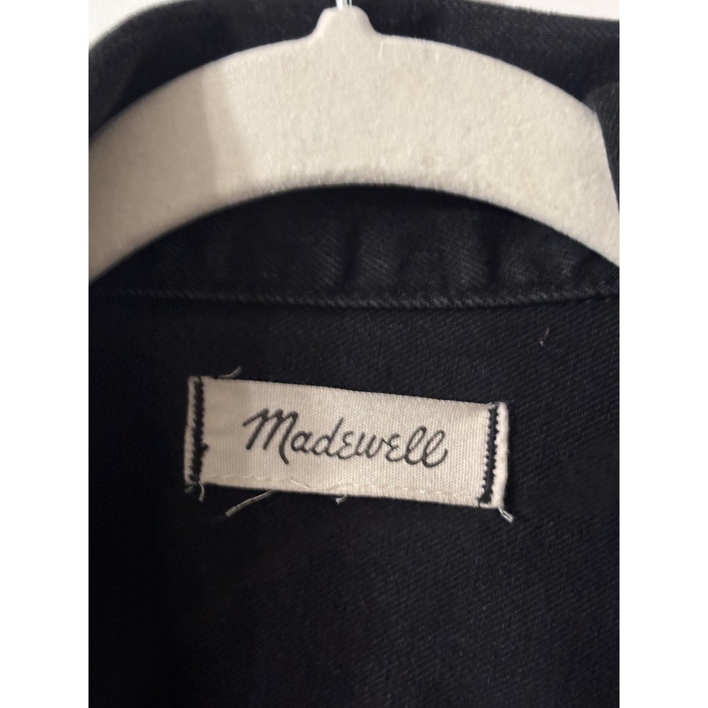 Madewell Womens Black Denim Trucker Jacket Raw Hem G7501 Cotton Size Medium - Picture 2 of 6